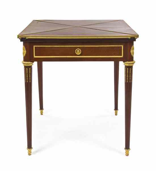 Appraisal: A Louis XVI Style Mahogany and Gilt Bronze Mounted Handkerchief