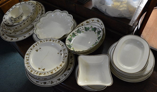 Appraisal: A collection of English creamwarecirca to include oval meat dishes