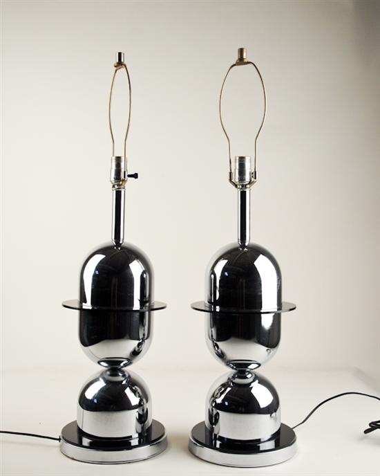 Appraisal: Pair Chrome and Lucite Space Age Lamps with original pleated