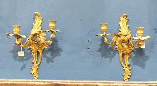 Appraisal: Pair of Louis XV style ormolu sconces Pair of Louis