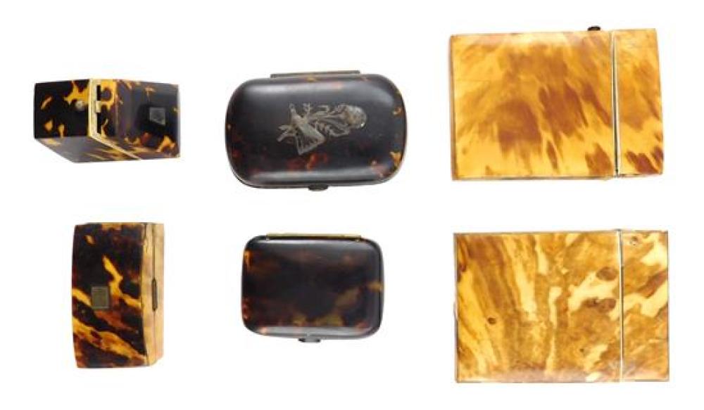 Appraisal: Six Tortoise shell items th C including two small boxes