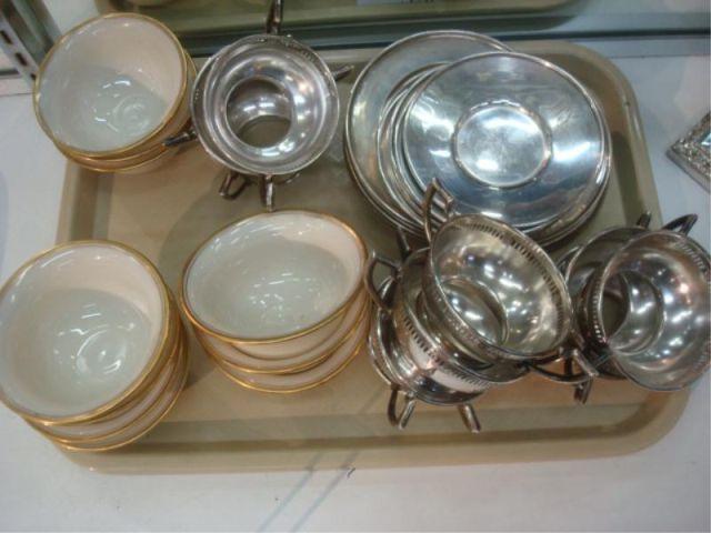 Appraisal: Sterling Lot of Cups Saucers Plates Inserts Sterling plates sterling