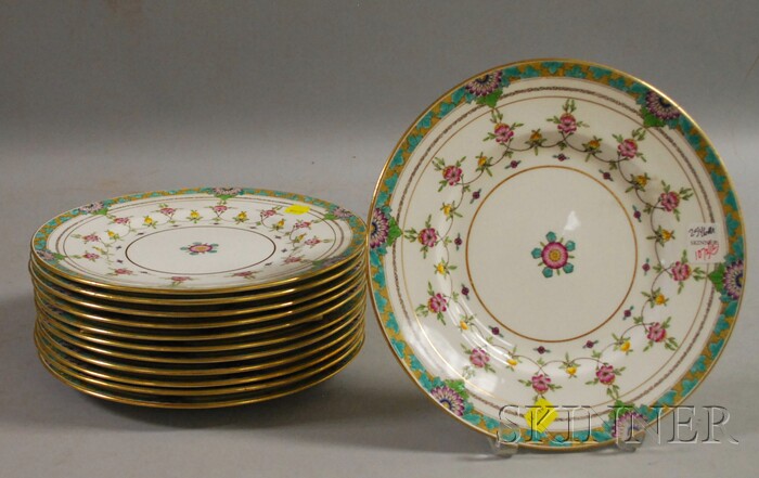 Appraisal: Set of Twelve Mintons Enamel-decorated Porcelain Dinner Plates dia in