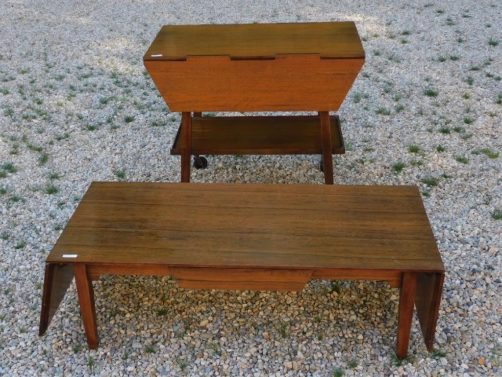 Appraisal: MILO BAUGHMAN - FOR DREXEL PERSPECTIVEcoffee table and bar cart