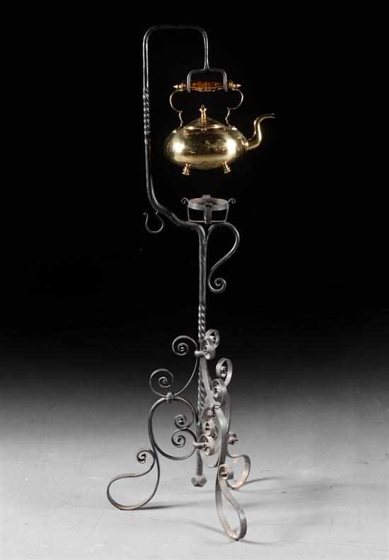 Appraisal: Victorian wrought iron kettle stand late th century with later