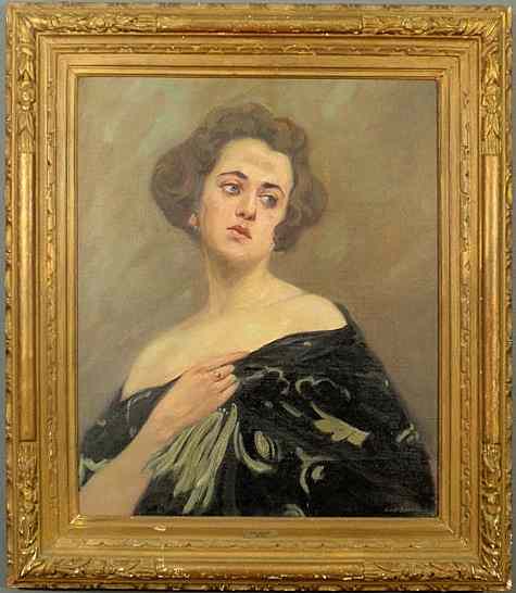 Appraisal: Bauer Emil Swiss - oil on canvas society portrait of