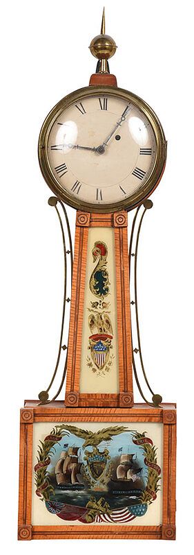 Appraisal: American Federal Style Tiger Maple Banjo Clock th century tiger