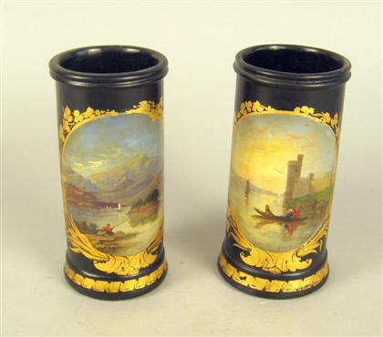 Appraisal: Pair of Victorian papier-mache vases jennens bettridge th century Each