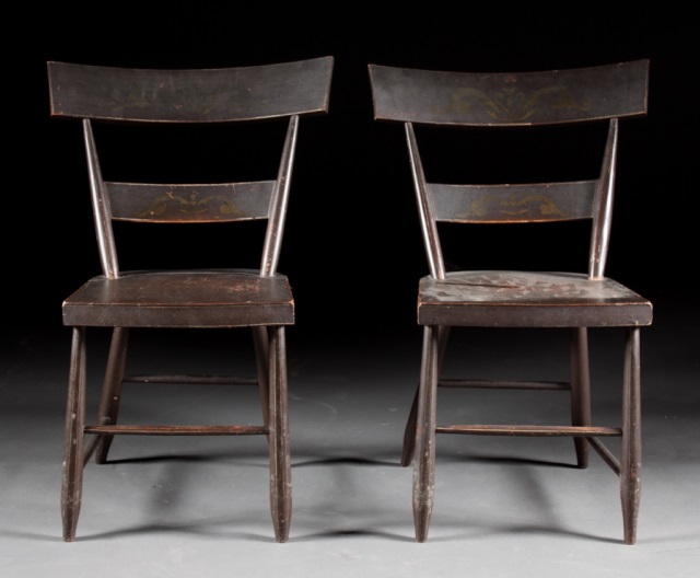 Appraisal: Six American Classical fancy painted side chairs Philadelphia circa tablet