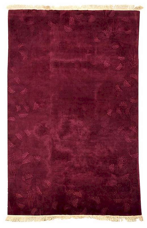 Appraisal: Chinese Plum Monochromatic Rug circa open field with loose border