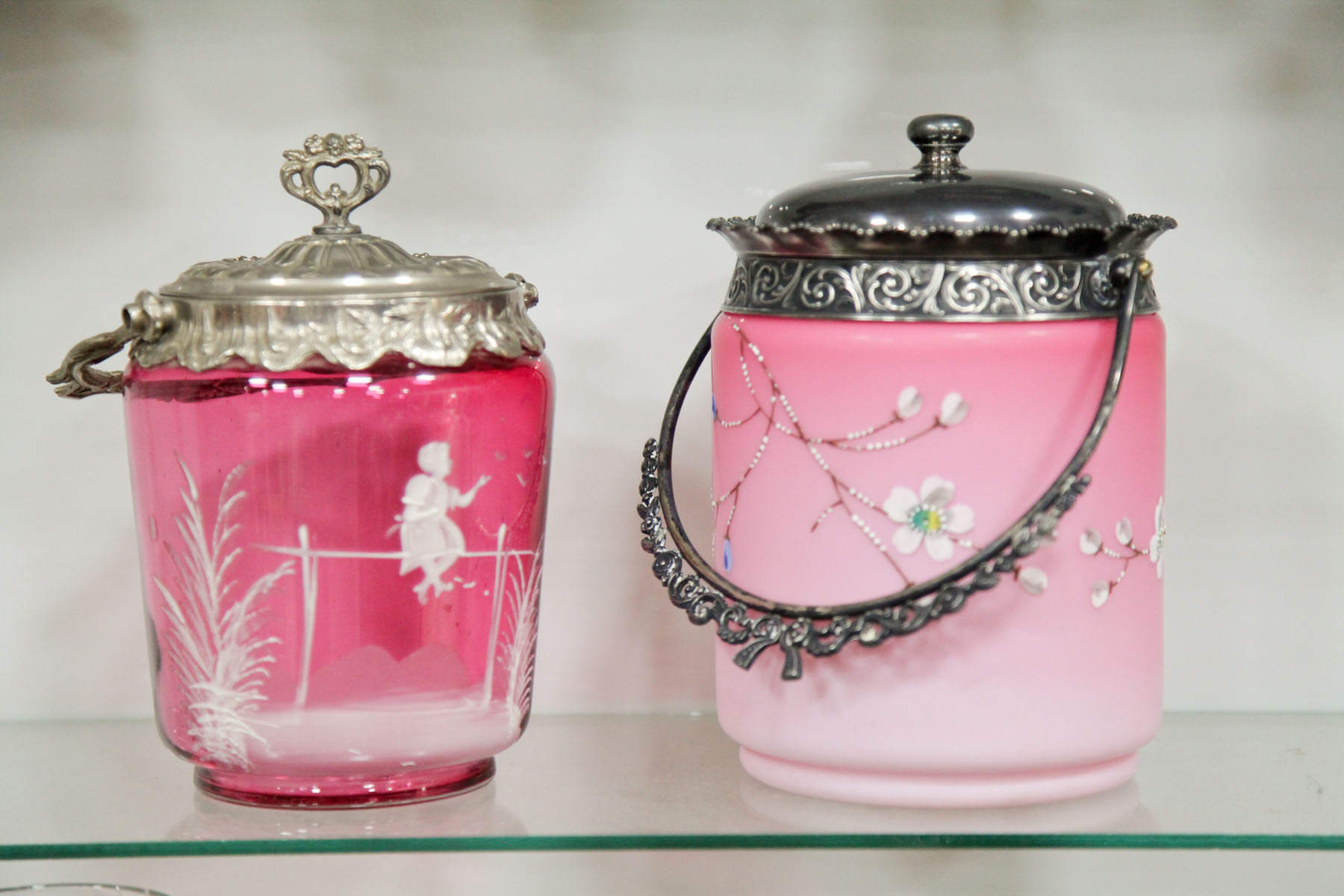 Appraisal: TWO BISCUIT JARS American or Bohemian early to mid th