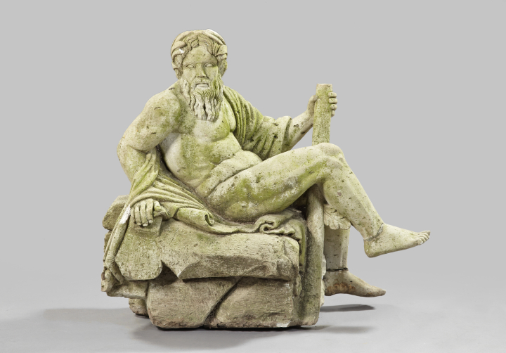 Appraisal: Cast-Cement Garden Figure in form of a reclining Poseidon h