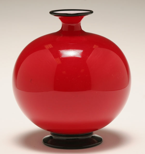 Appraisal: Art Deco Murano red cased art glass vase probably Fratelli