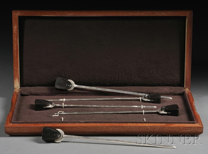 Appraisal: Margret Craver - Mahogany Boxed Set of Five Handwrought Skewers