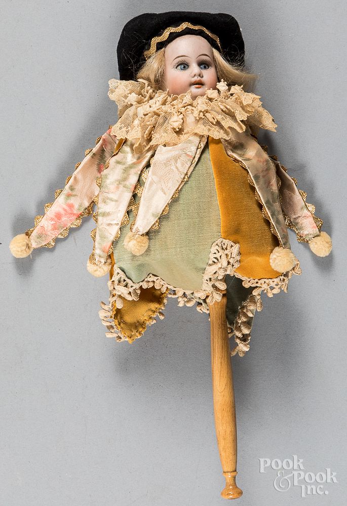 Appraisal: Bisque head jester doll rattle Bisque head jester doll rattle