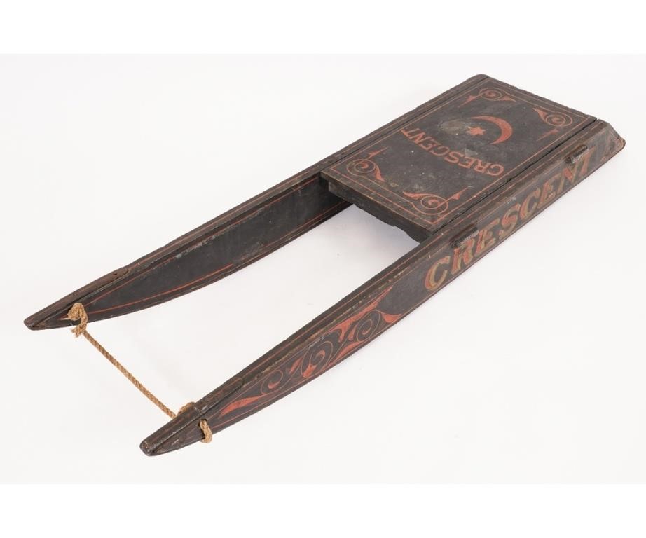 Appraisal: Long runner sled with original paint decoration marked Crescent with