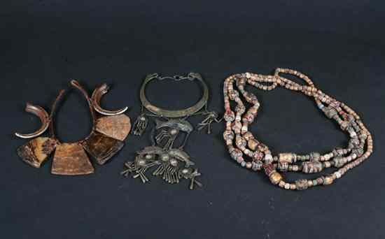 Appraisal: COLLECTION SOUTHEAST ASIAN JEWELRY Including three Thai gilt-ceramic bead necklaces