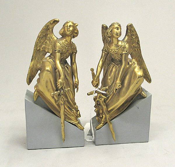 Appraisal: A pair of French gilt bronze figures of angels mid