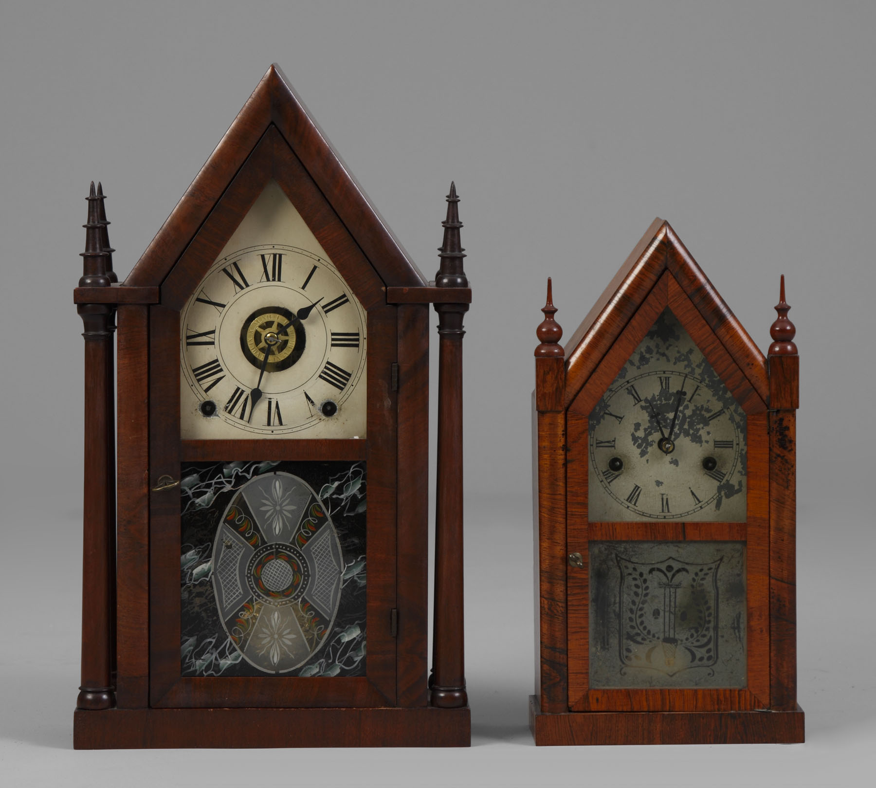 Appraisal: New Haven Miniature Steeple Clock Rosewood case in old finish