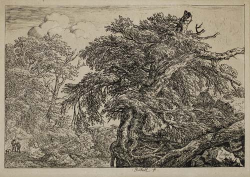 Appraisal: JACOB RUISDAEL Landscape with Two Men and a Dog Etching