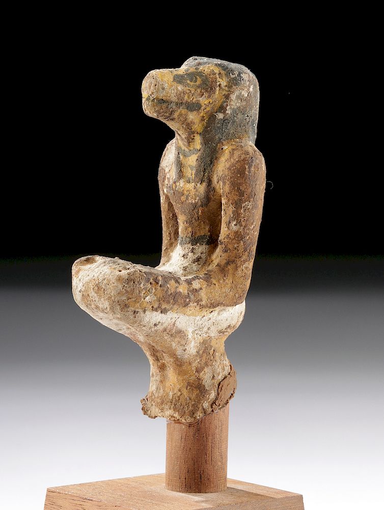 Appraisal: Egyptian Painted Wood Gesso Squatting Deity Figure Holiday Shipping Deadlines