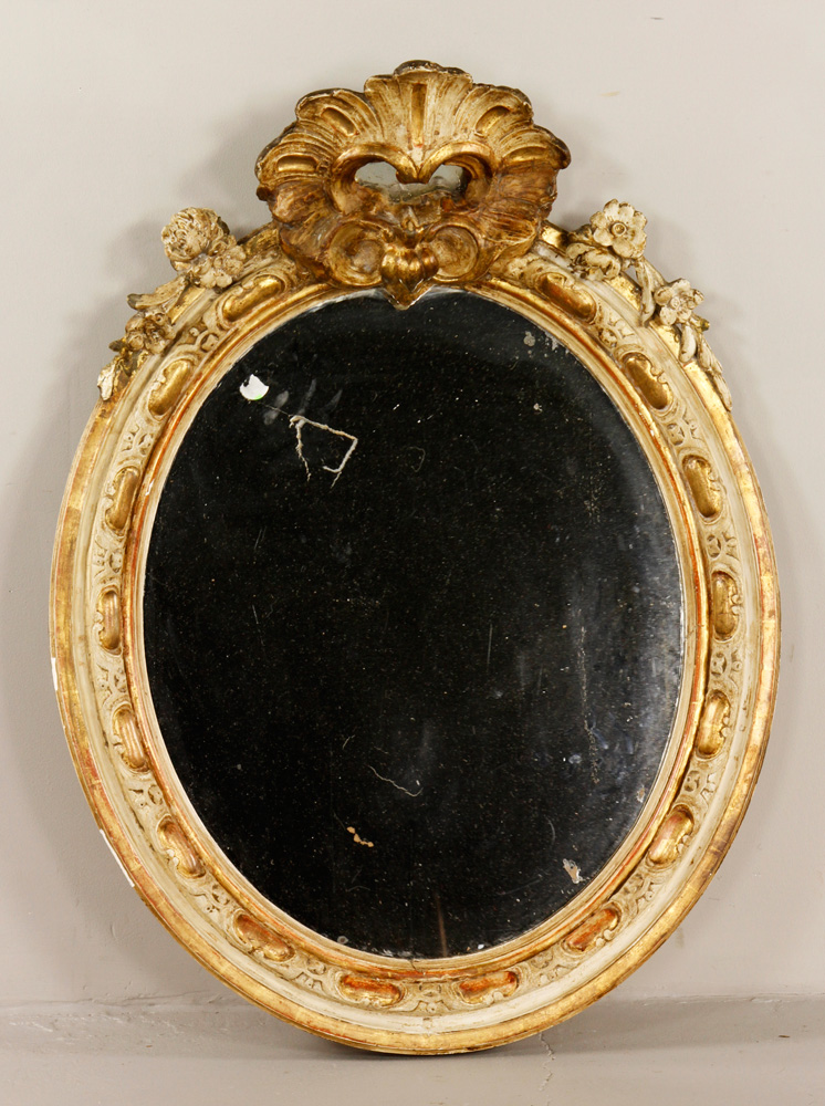 Appraisal: - Oval Mirror Oval mirror in carved gilt wood frame