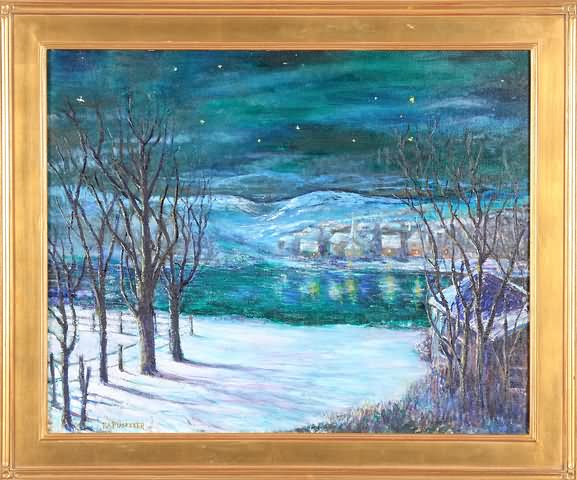 Appraisal: Moonlit Delaware oil on canvas x SLL P A Pusecker