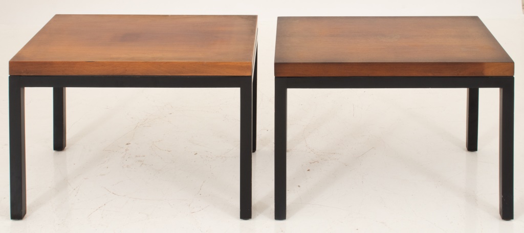 Appraisal: THAYER COGGIN VINTAGE WALNUT PARSONS TABLES Thayer Coggin vintage walnut-topped