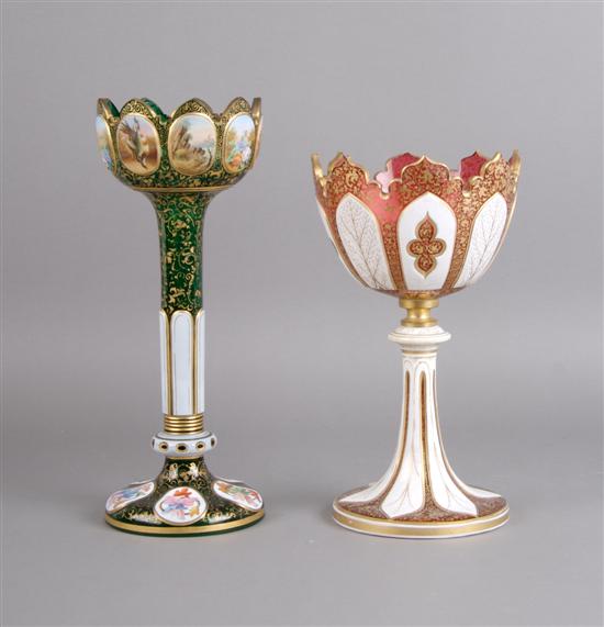 Appraisal: A Group of Two Bohemian Glass Compotes Height inches