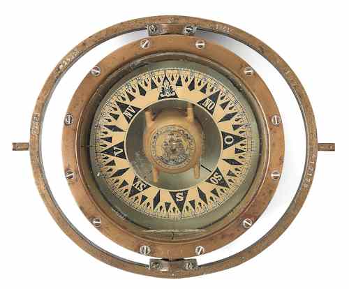 Appraisal: Gimbaled bronze ship's compass by Iver C Weilbach Co early