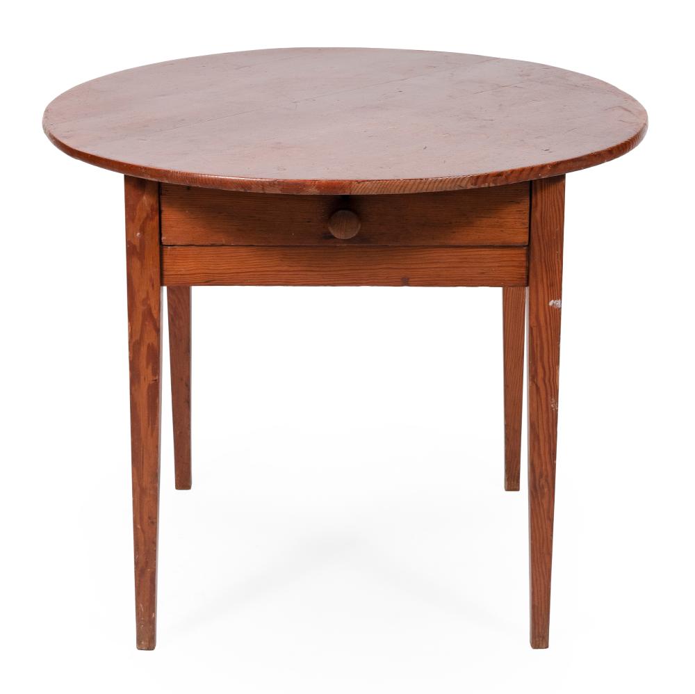 Appraisal: CIRCULAR ONE-DRAWER TABLE LATE TH CENTURY HEIGHT DIAMETER OF TOP