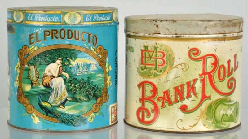 Appraisal: Lot of Cigar Tins Description Includes Bank Roll with overall