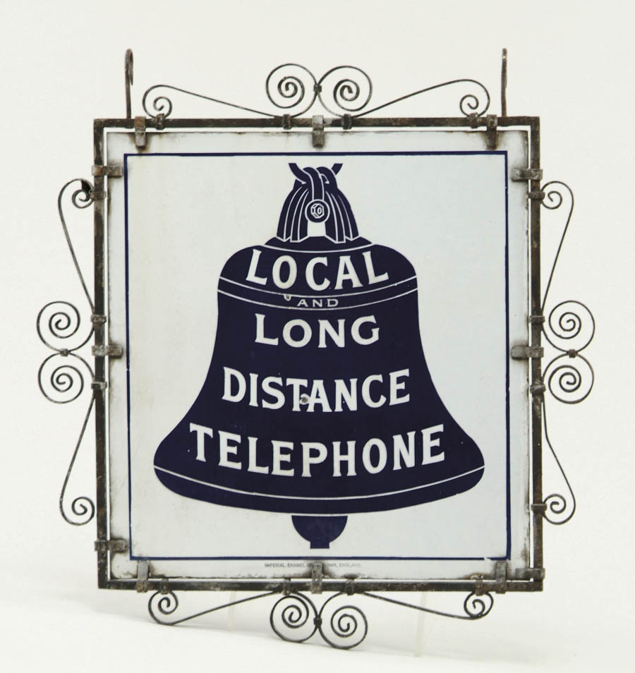 Appraisal: BELL TELEPHONE PORCELAIN SIGN WITH BRACKET Early - Local and