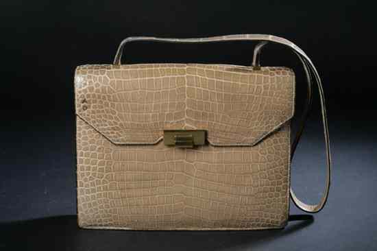 Appraisal: H RMES FICELLE CROCODILE PASCAL HANDBAG s- s gilt stamped