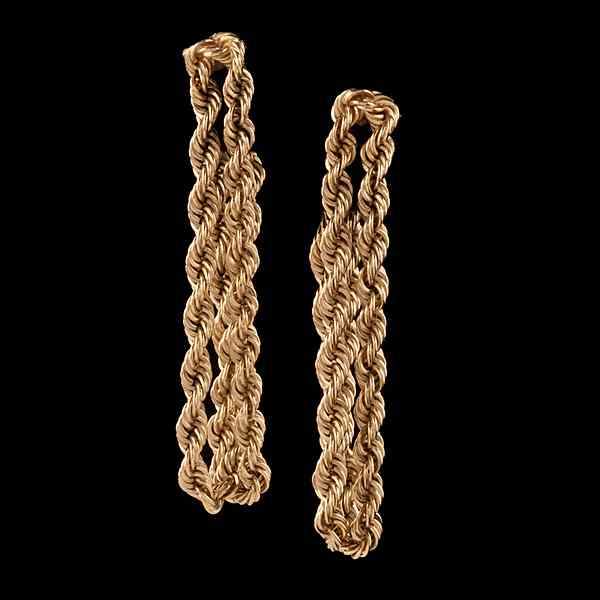 Appraisal: k Yellow Gold Rope Earrings k yellow gold double rope-style