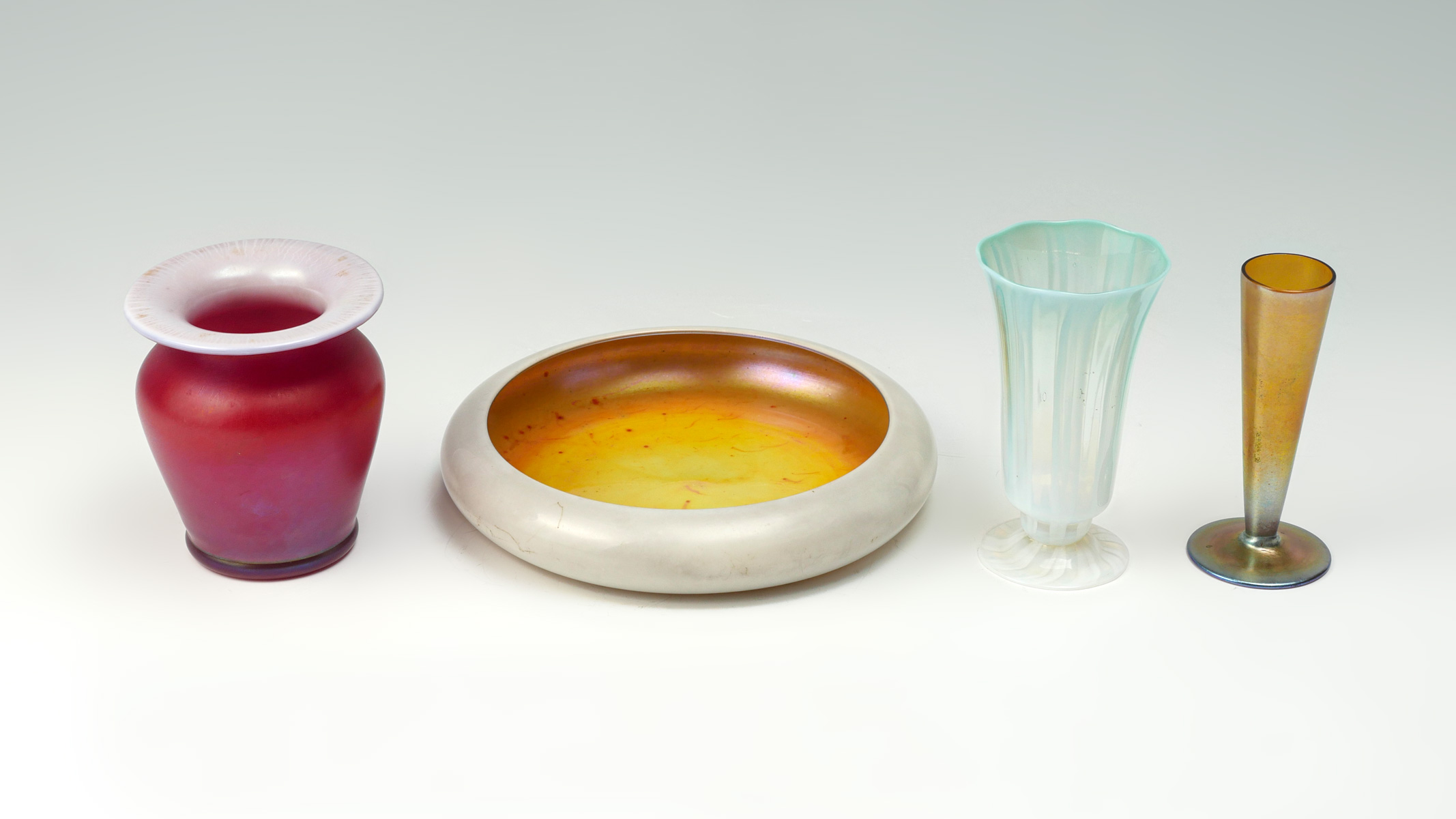 Appraisal: PC ART GLASSES INCLUDING TIFFANY STEUBEN Comprising - Steuben calcite