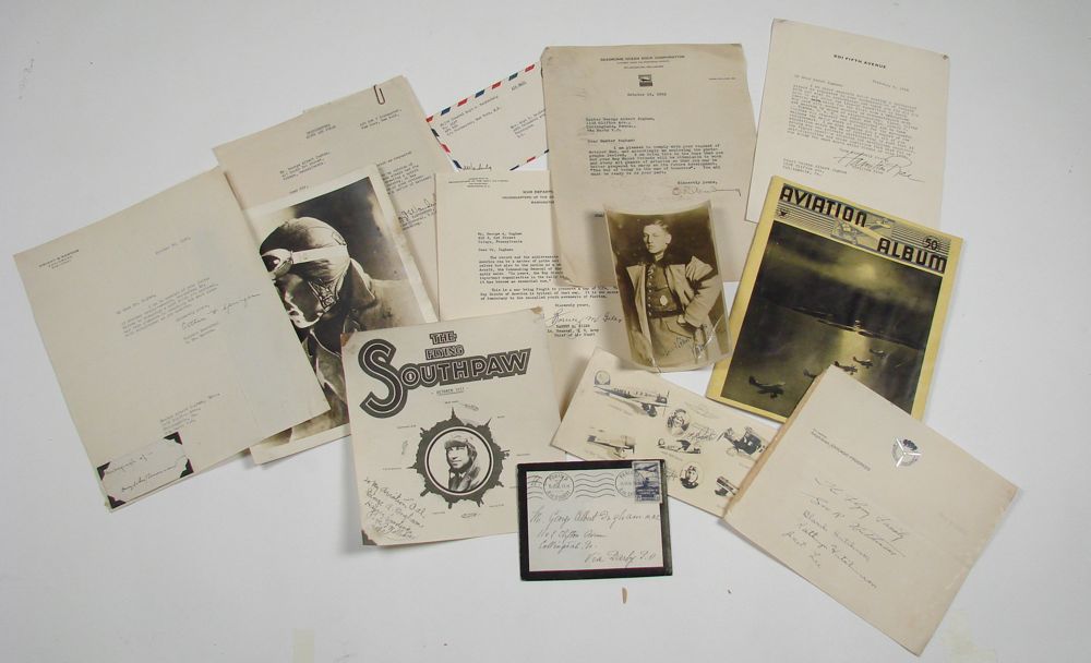 Appraisal: ASSORTED AVIATION-RELATED LETTERS NOTES AND PHOTOGRAPHS Pre- Signed or autographed