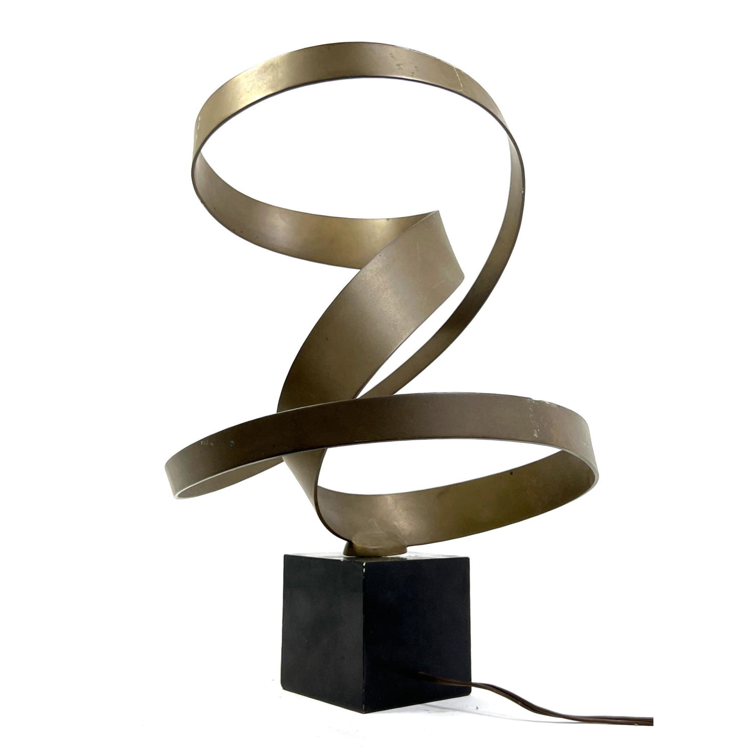 Appraisal: Modernist Robert Perless Sculpture Bronze Ribbon Sculpture SYNCHRONY Wired to