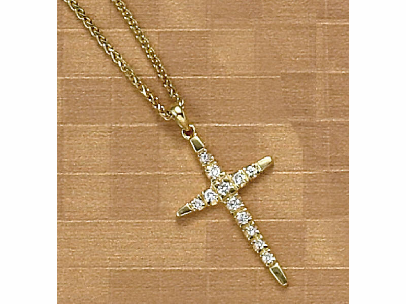 Appraisal: DIAMOND CROSS PENDANT k yellow gold cross set with twelve