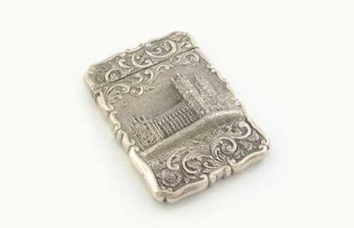 Appraisal: A Victorian embossed 'castletop' card case with a view of