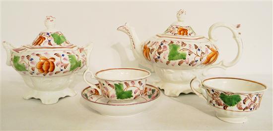 Appraisal: Five piece porcelain tea service including a footed teapot ''h