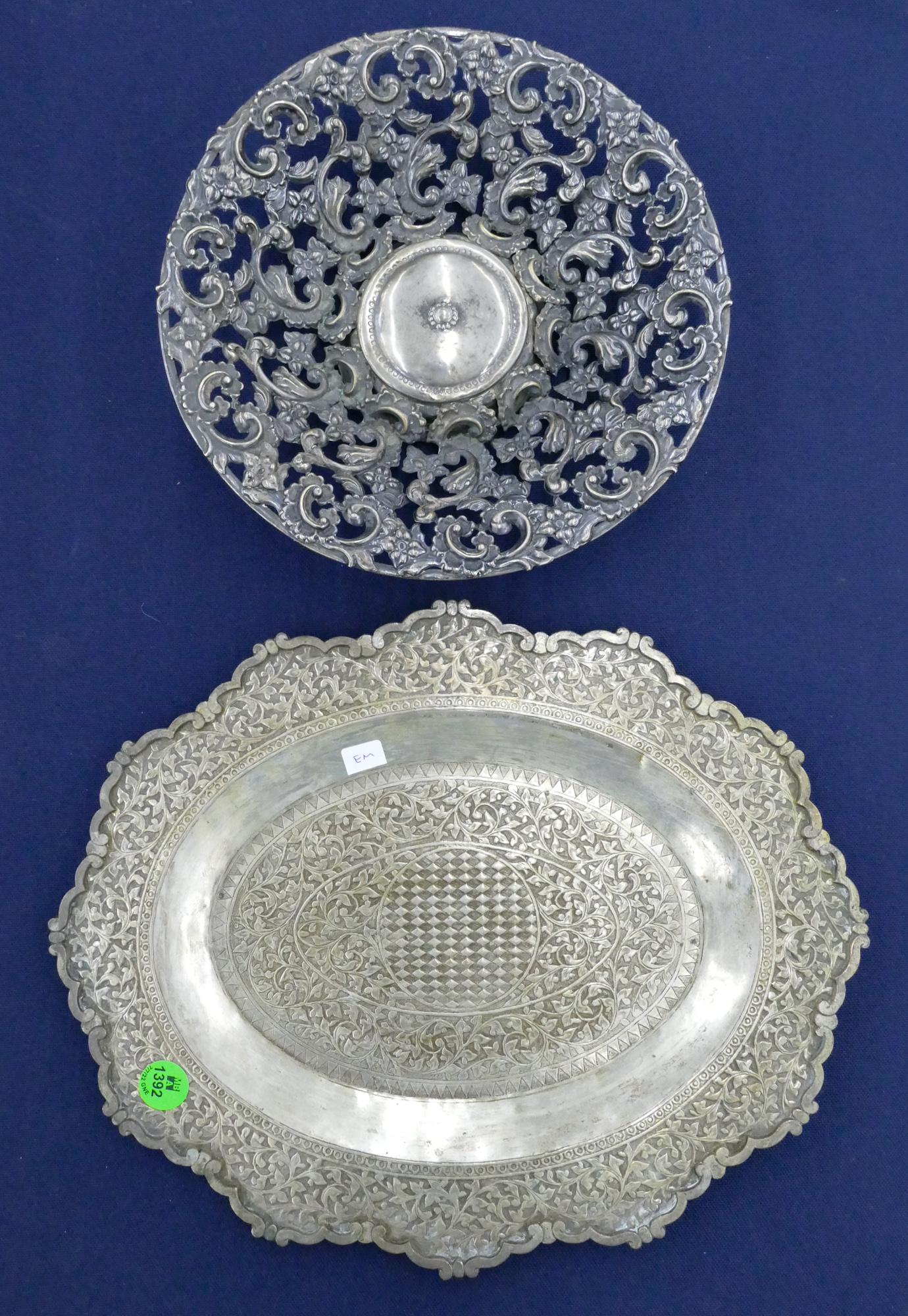 Appraisal: pc Old Ornate Silver Tray and Bowl '' and ''