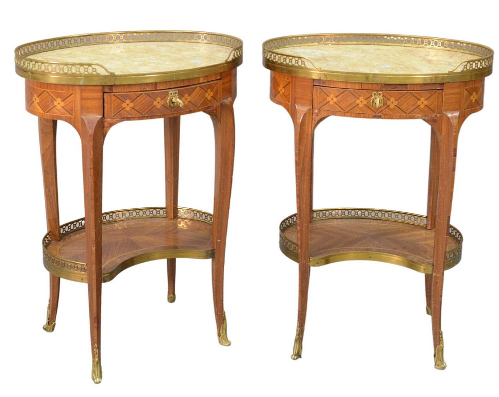 Appraisal: Pair of Louis XV Style Oval Stands each with brass