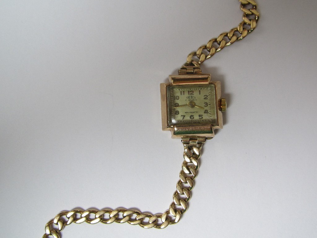 Appraisal: Ladies ct gold cased Trebex wrist watch with square cream