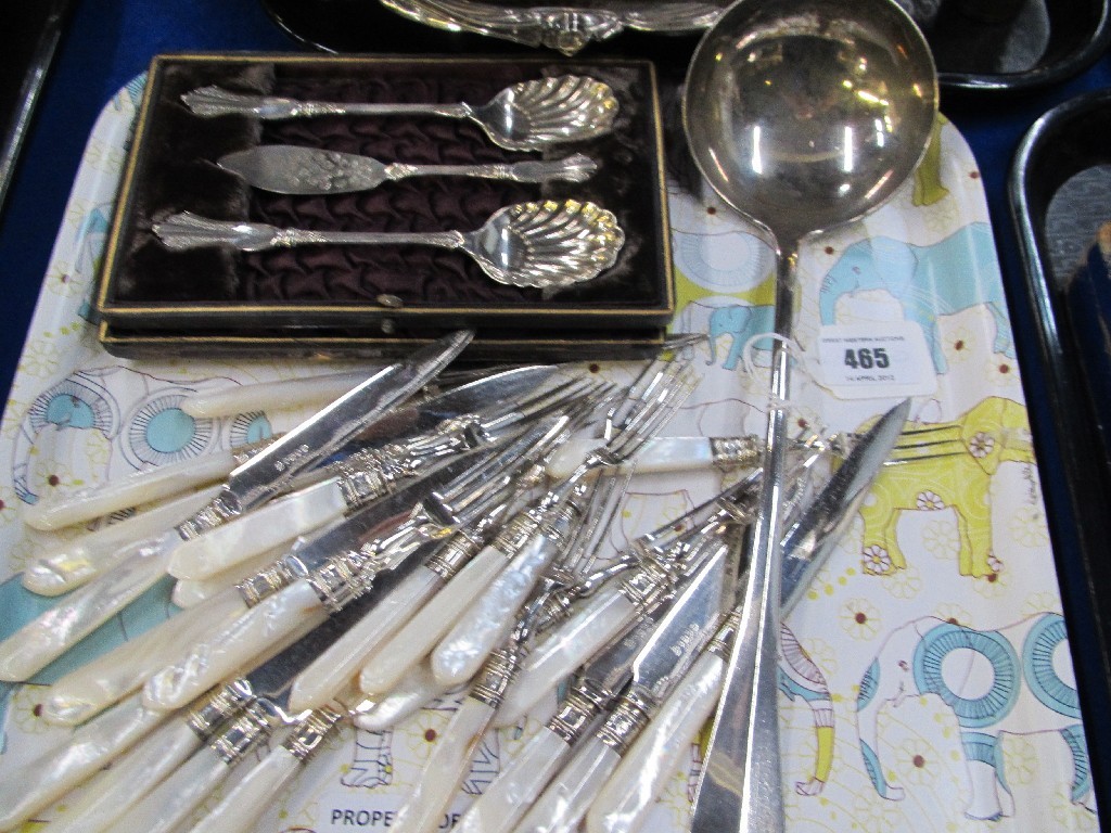 Appraisal: Tray lot of EP - soup ladle EP and mother