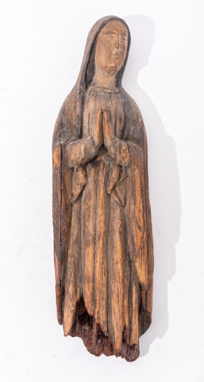 Appraisal: PROVINCIAL EUROPEAN CARVED FIGURE OF THE VIRGIN Provincial European carved