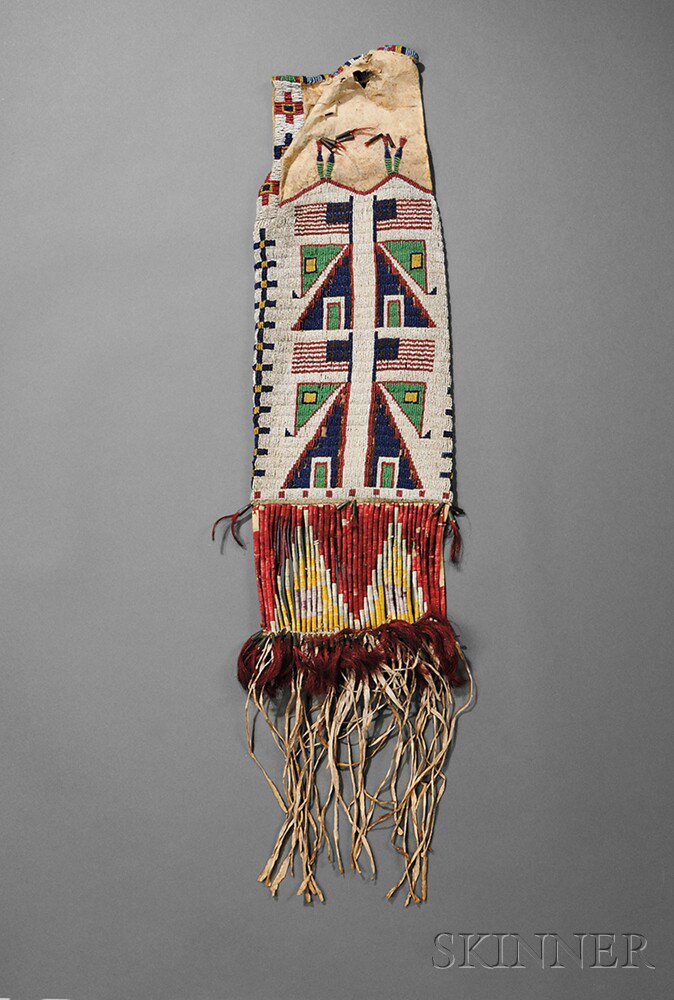 Appraisal: Lakota Pictorial Beaded Hide Pipe Bag c late th century