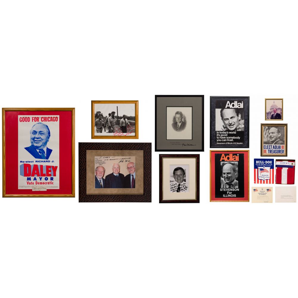 Appraisal: POLITICAL POSTER AND SIGNATURE ASSORTMENTIncluding signed and inscribed photographs of