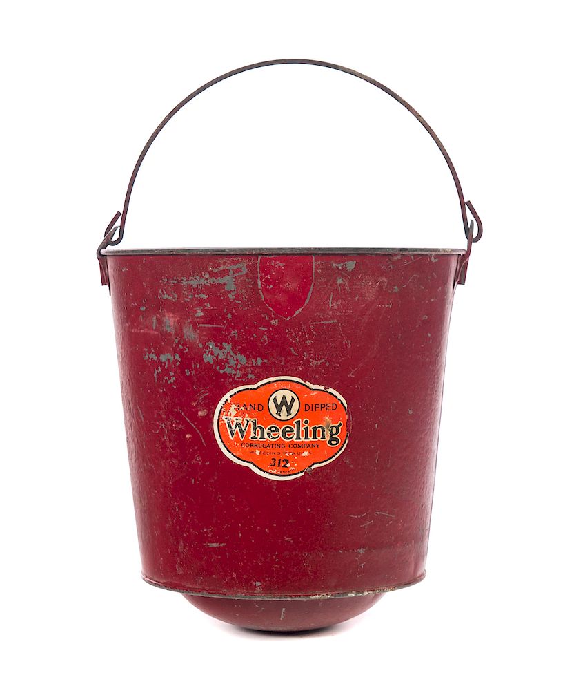 Appraisal: Wheeling Corrugating Co Fire Bucket Measures tall wide Good original