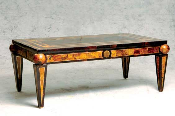 Appraisal: ART DECO TORTOISE SHELL TABLE Italian Art Deco tortoiseshell veneered